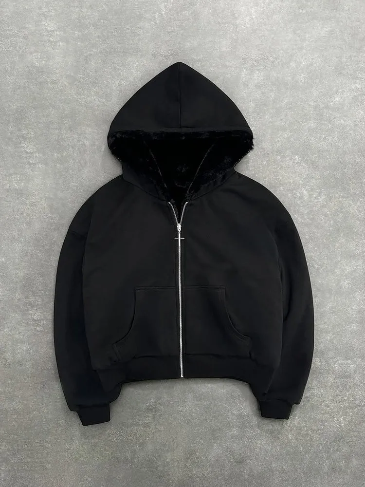 Unisex hoodie hooded sweatshirt with leopard print lining pocket, loose cardigan, zipper sweatshirt, streetwear style - Image 2